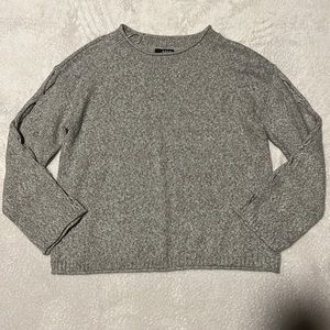 a.n.a Gray Braided Cut Out Sleeve Knit Sweater | L